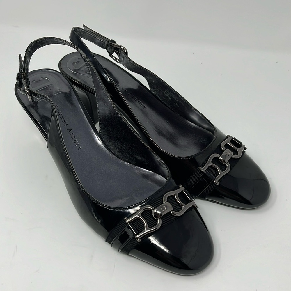 ETIENNE AIGNER Black Jolene Slip Back Heels - Sz 7.5